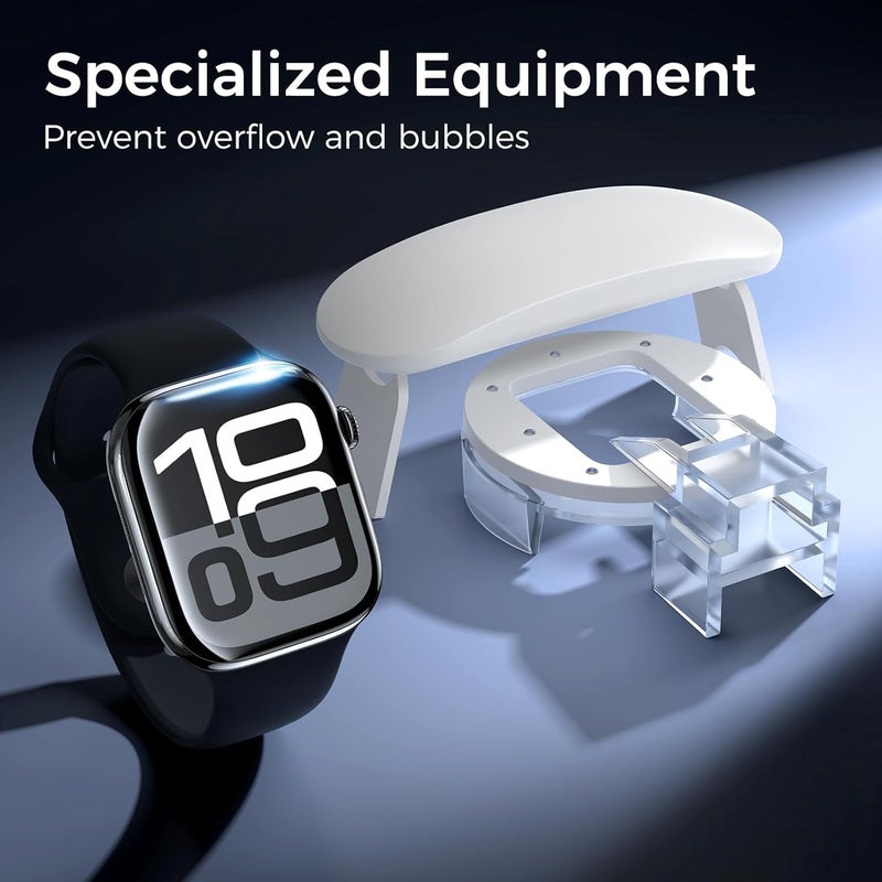 Kopration UV Tempered Glass Screen Protector for Apple Watch Series 11/10 42mm,Tempered Glass Curved Full Coverage Watch Screen Protector, Bubble Free S creen Protector for iWatch 11/10 42mm (3 Pack) - Image 3